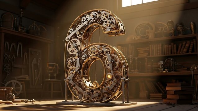 blue number 6, number six on a black background - Powered by Adobe