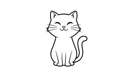 Obraz premium Cute smiling cat drawing perfect for children's designs and coloring