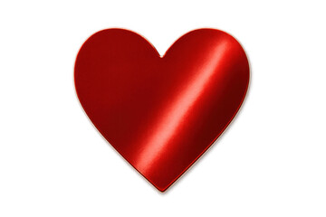 Obraz premium Red metallic heart, glossy love symbol with a shiny surface, representing romance and passion on transparent background