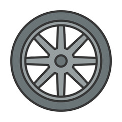 Obraz premium Gray Spoked Wheel With Thick Tire Rendered In Flat Vector Art Style Isolated On Black Background