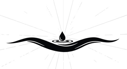 A single drop of water creates ripples on a calm surface with radiating light.