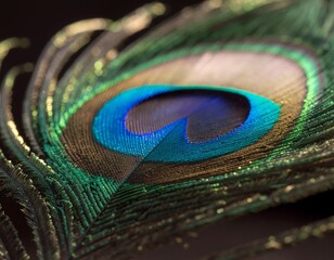 Naklejka premium Closeup of a vibrant peacock feather showcasing intricate details and colors.