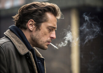 man smoking cigarette