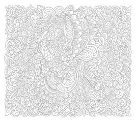 Detailed intricate organic floral doodle art for mindful coloring