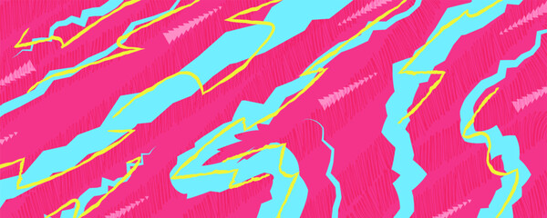 Vibrant Abstract Background with Neon Zigzag Lines in Bold Retro Colors. Neon Retro Pop Art Background with Energetic and Sporty Style