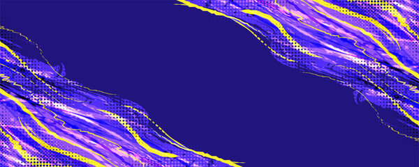 Abstract Sport Design with Colorful Brush Strokes and Halftone Shapes on a Blue Background. Sport Banner and Poster Design Element