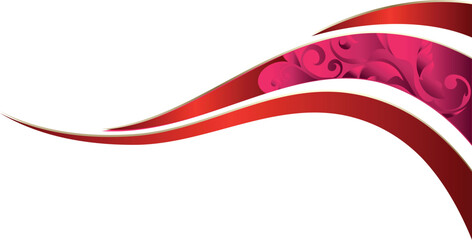 Abstract Wave Design with Floral Accents in Gradient Red and Pink Hues Perfect for Backgrounds Headers or Decorative Elements Vector