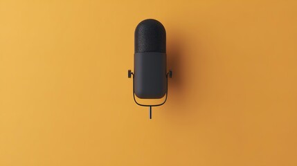 A vintage microphone isolated on an orange background