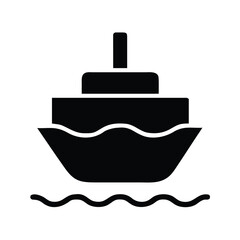 Fototapeta premium A simple black silhouette of a ship sailing on wavy water.