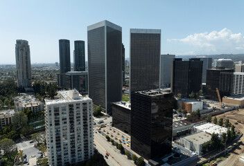 Obraz premium Los Angeles Century City Downtown Skyscrapers Aerial Shot California USA