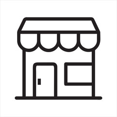 Premium shop line icon with a stylized shopping bag and star symbol