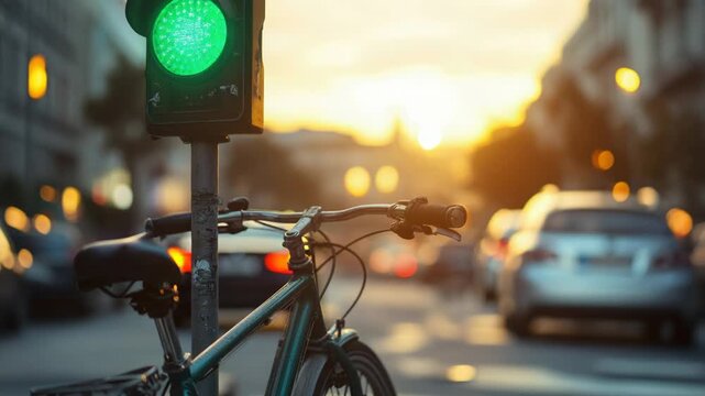 Video A green traffic light sits on the side of a road, ready to direct traffic