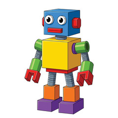 Fototapeta premium Colorful Cartoon Robot with Geometric Shapes and Design.