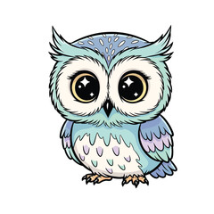 Adorable Cartoon Owl with Big Eyes and Soft Feathers.