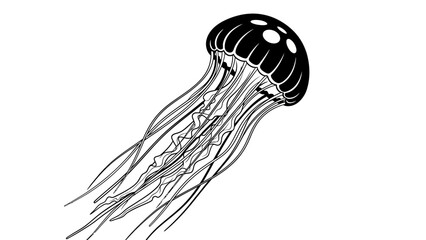 Elegant minimalist jellyfish illustration for ocean conservation awareness campaigns and modern designs