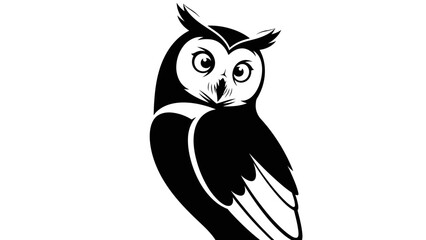 Elegant owl illustration perfect for logos, branding, and wildlife education materials in black and white design