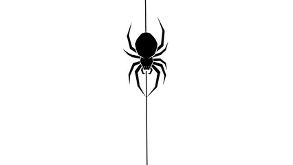 Creepy spider descends on a silken thread ready for Halloween or spooky designs, isolated for easy use