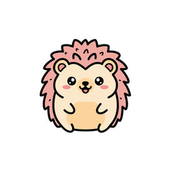 Adorable Cartoon Hedgehog with Pink Spikes and Sweet Expression.