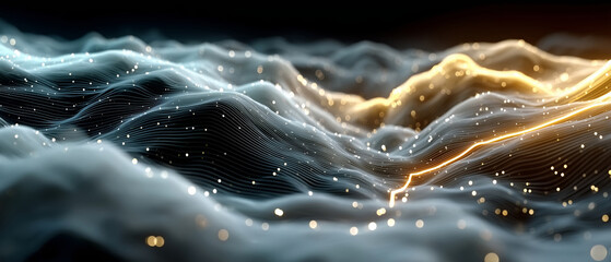 Mysterious depth grid unfolds into an enchanting misty landscape