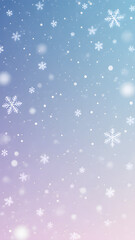 Fototapeta premium Winter Snowflakes Background with Gradient Pattern and Silhouette in Blue and Pink