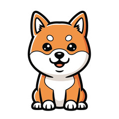 Adorable Shiba Inu Cartoon Character with Expressive Eyes and Smiling Face.