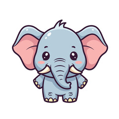 Adorable Cartoon Elephant with Big Ears and a Cute Trunk.