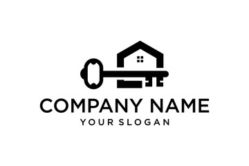 Minimalist Real Estate Logo with House and Key Icon