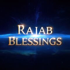 Glowing golden text against a backdrop of ethereal blue light and a swirling, dark nebula