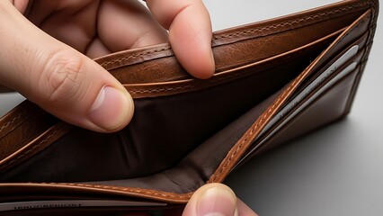 Empty wallet concept highlighting financial strain and economic hardship