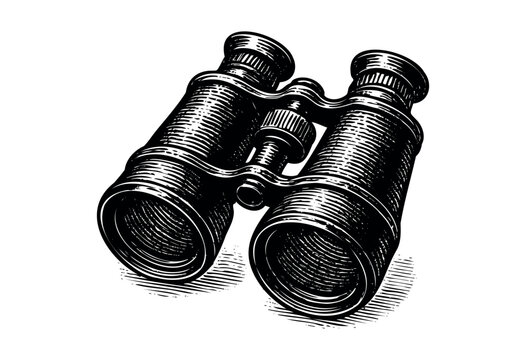 Vintage engraved illustration of binoculars &mdash; stock vector.
