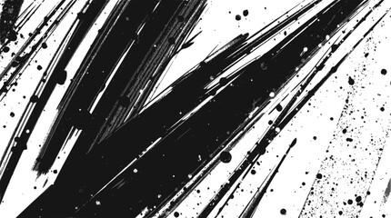 Obraz premium Black ink brush strokes and splatters for design