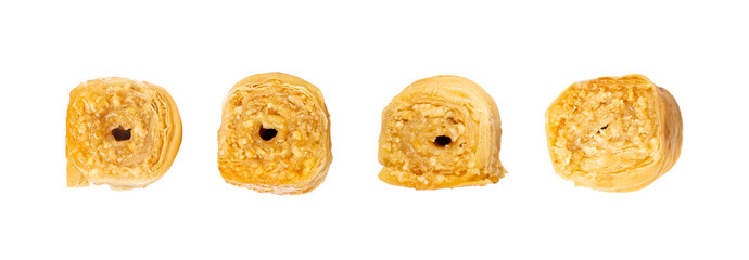 Rolled Baklava Isolated, Ramadan Dessert Roll, Eastern Sweet Pastries
