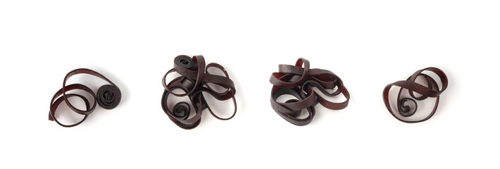 Fruit leather rolls isolated. Plum apple pastila, pastille healthy candy snack