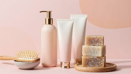 A set of toiletries ,bottle 