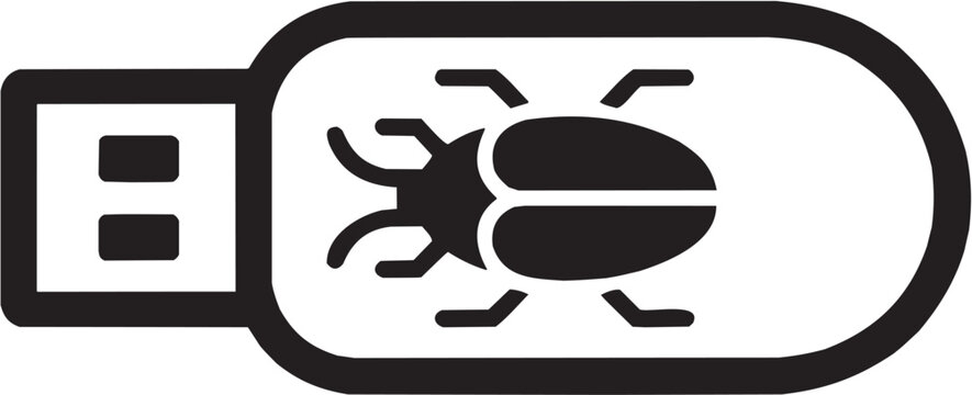 Software bug icon set. Vector glyph pictograms of bug, computer virus, tech threat, digital error, malware symbol black silhouette