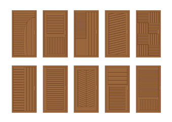 wooden door design on white background illustration vector