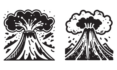 Volcano Vector Art – Eruption, Lava Flow, and Mountain Illustration Designs