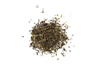 Black Tea Leaves Isolated, High Quality Black Tea Pile, Dry Organic Indian Drink, Black Tea Leaves on White