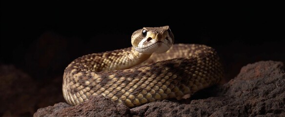 Naklejka premium The rattlesnake is a spring-loaded shadow coiled and ready to strike