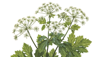 Angelica Archangelica Herbal Plant Isolated on White Background