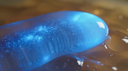 Soft blue light traveling and bending through a translucent gelatinous medium causing smooth subsurface deformation and glow modern, deep sea, translucent