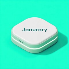 A small, square, two-tone electronic device with rounded corners and a light-up accent