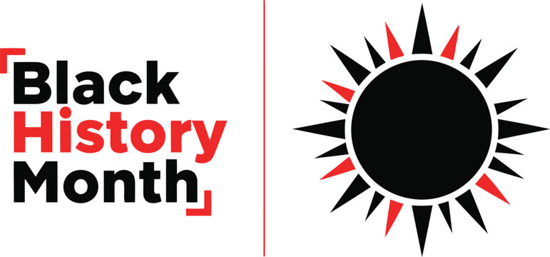 Black history month celebration graphic with sun icon recognize heritage culture
