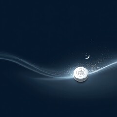 A glowing disk surrounded by celestial elements on a dark, wavy, abstract background