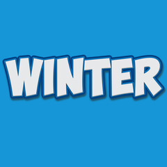 The word "WINTER" is displayed in bold white letters with a blue outline against a solid blue background.