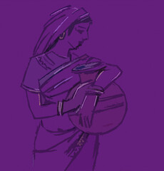 Lady Amidst the Leaves, Woman with a Water Pot, A Quiet Moment