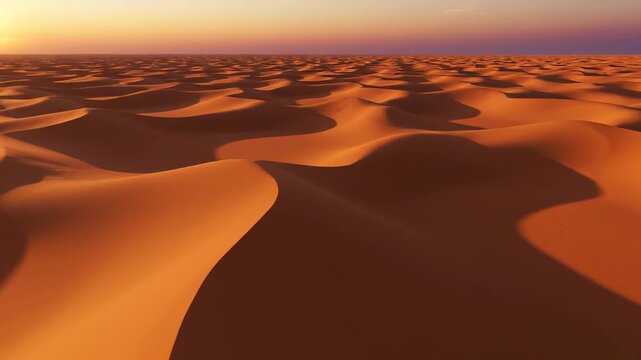 Sweeping aerial drone perspective view over stylized burnt orange sand dunes forming a continuous symmetrical blank topographical pattern topographical, visualization, geography