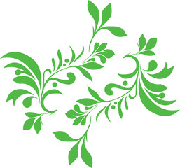 Bright green abstract floral vine swirl design