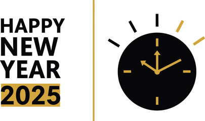 Happy new year 2025 festive countdown clock design with bold typography celebration future time