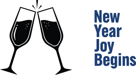 Cheers to new year joy begins festive champagne toast with sparkling celebration text